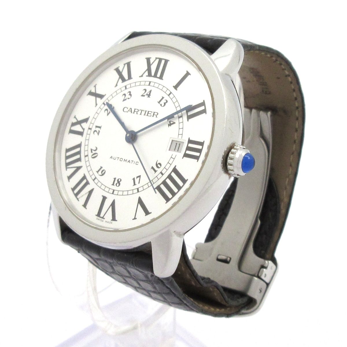 Cartier Watch Rondo Solo XL SS Leather White — view 2