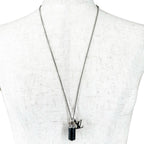 Louis Vuitton Collier Charm Monogram Eclipse Metal Silver Black Necklace — view 3