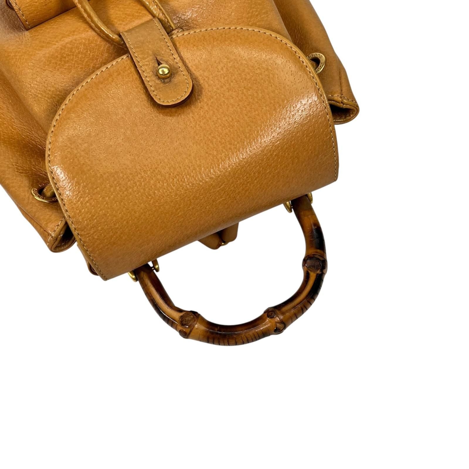 Gucci Bamboo Backpack Pigskin Leather Gold Brown — view 5