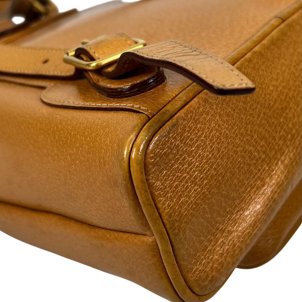 Gucci Bamboo Backpack Pigskin Leather Gold Brown — view 8