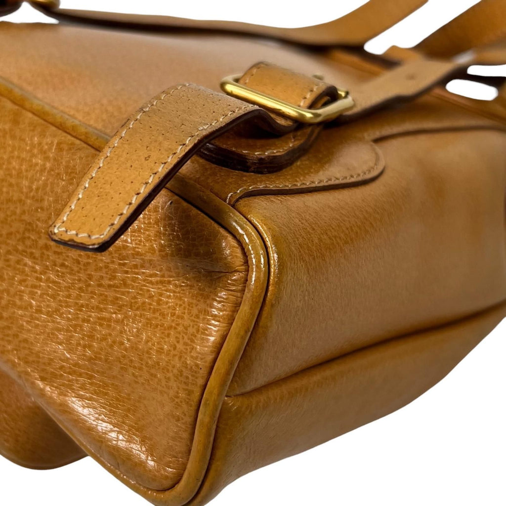 Gucci Bamboo Backpack Pigskin Leather Gold Brown — view 9
