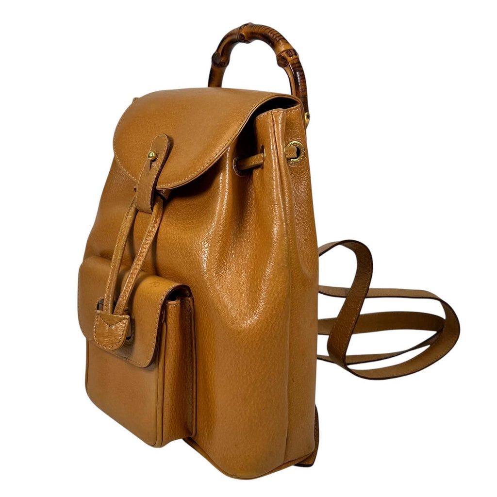 Gucci Bamboo Backpack Pigskin Leather Gold Brown — view 4