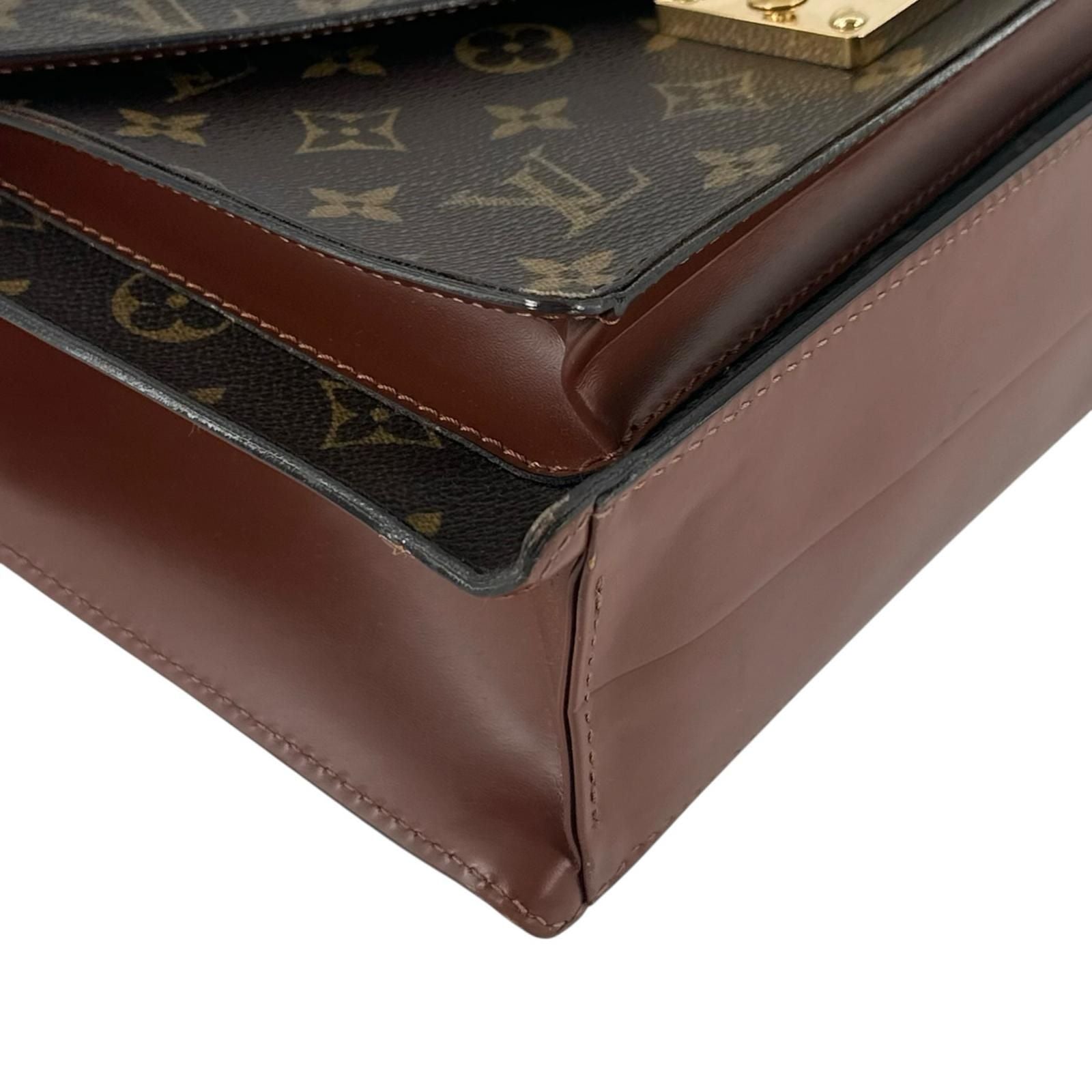 Louis Vuitton Monceau Monogram Leather Brown Handbag Gold — view 6