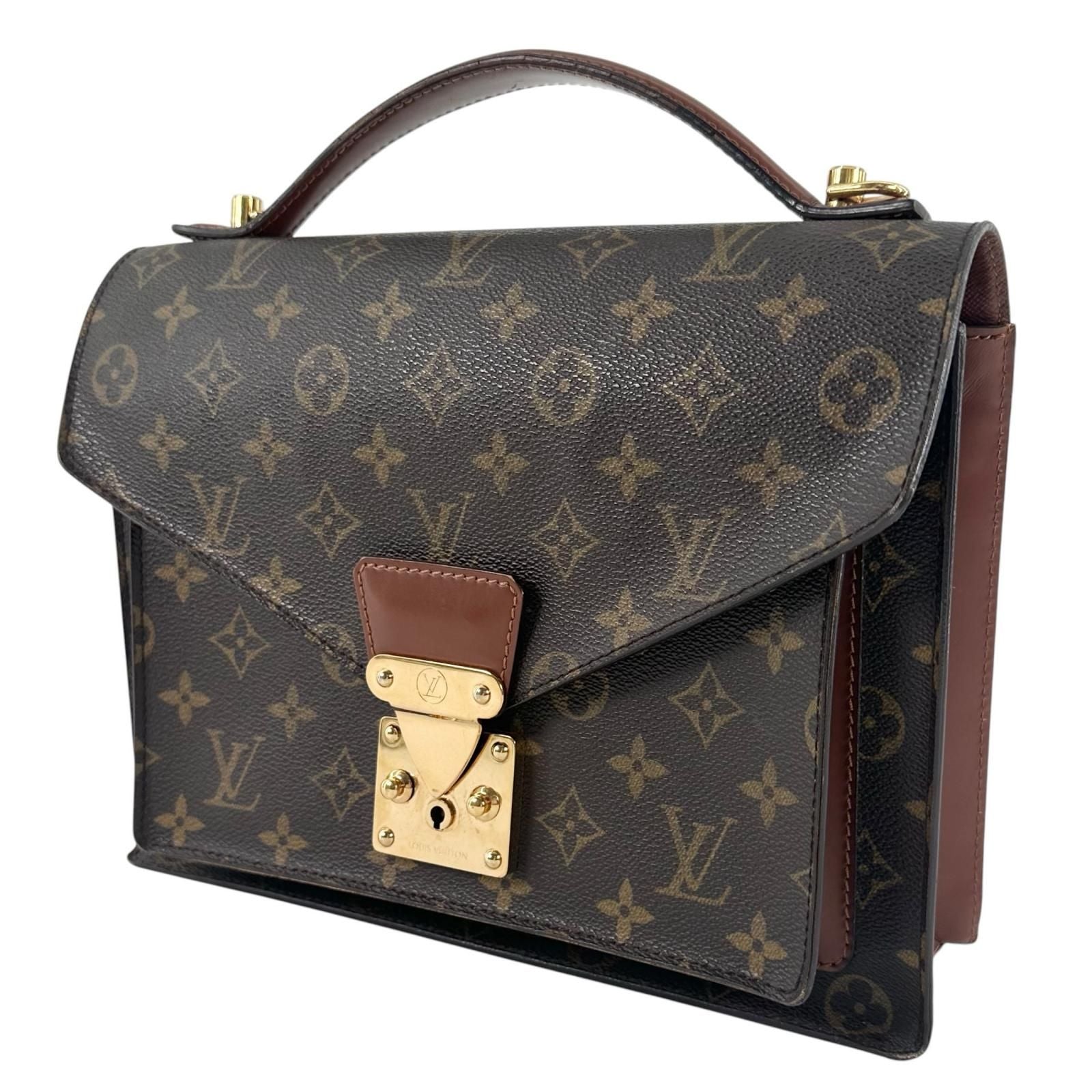 Louis Vuitton Monceau Monogram Leather Brown Handbag Gold — view 4