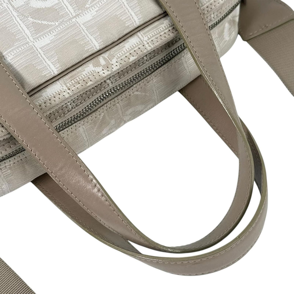 Chanel New Travel Leather Canvas Beige Handbag Silver — view 6