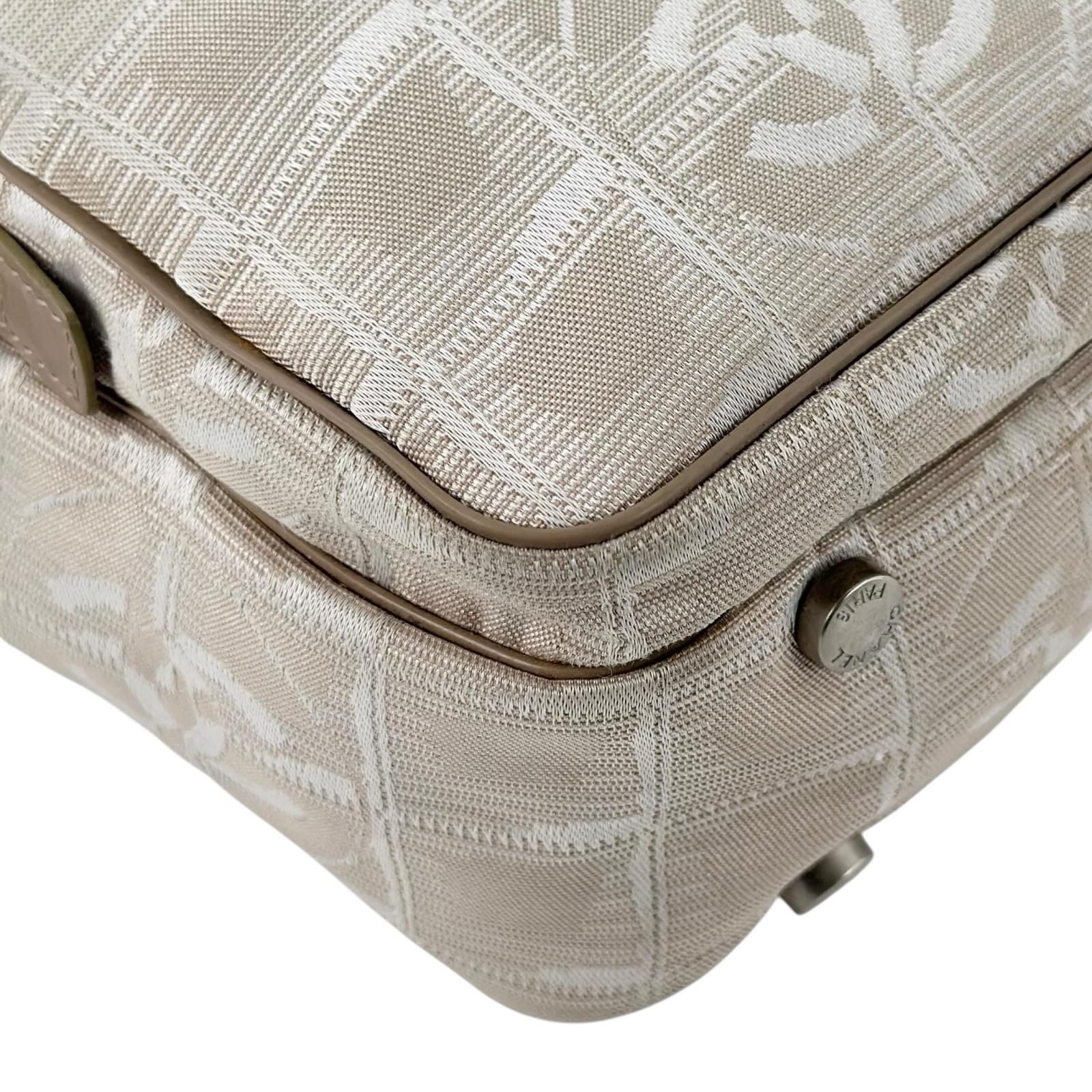 Chanel New Travel Leather Canvas Beige Handbag Silver — view 7