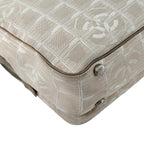Chanel New Travel Leather Canvas Beige Handbag Silver — view 9