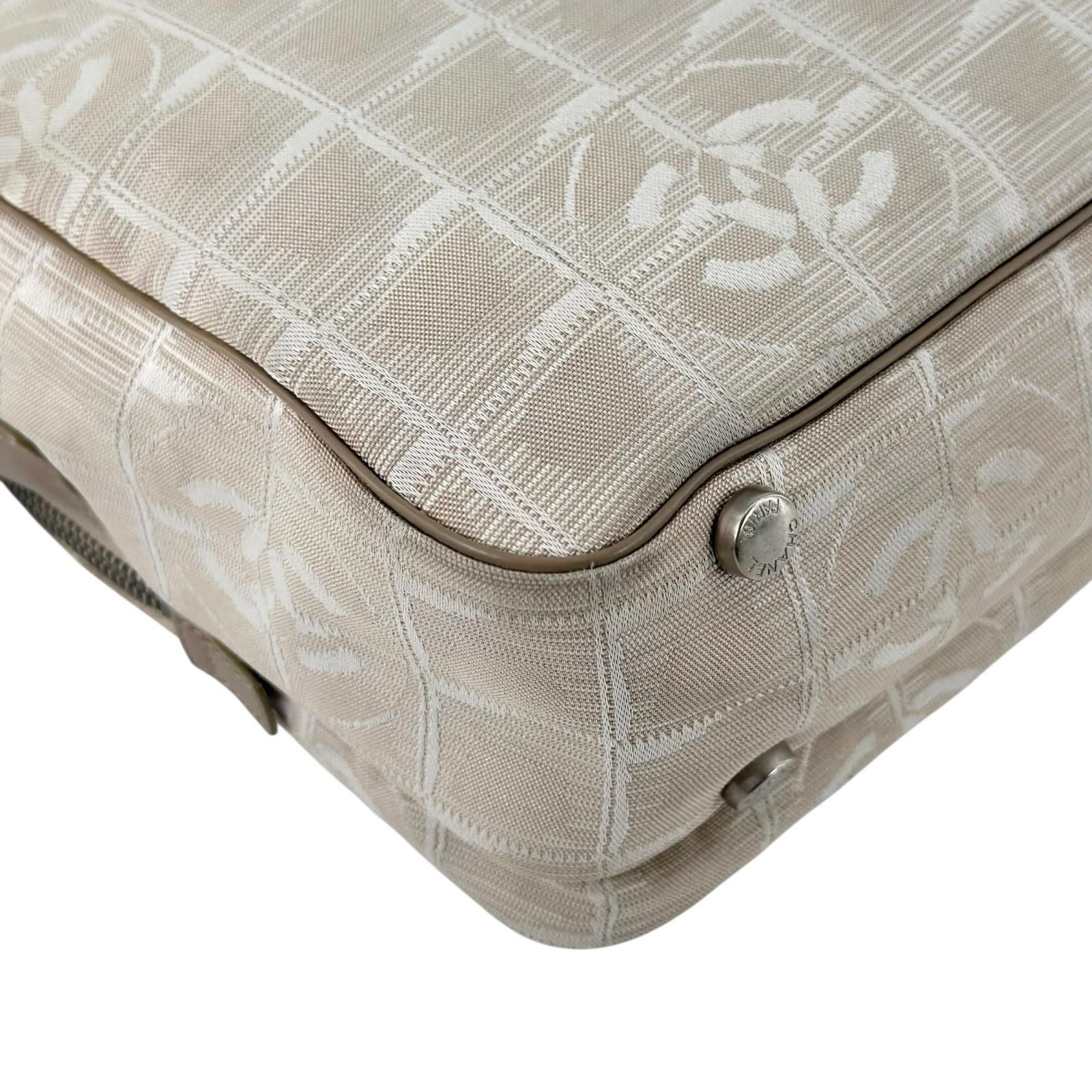 Chanel New Travel Leather Canvas Beige Handbag Silver — view 9
