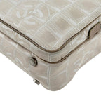 Chanel New Travel Leather Canvas Beige Handbag Silver — view 8