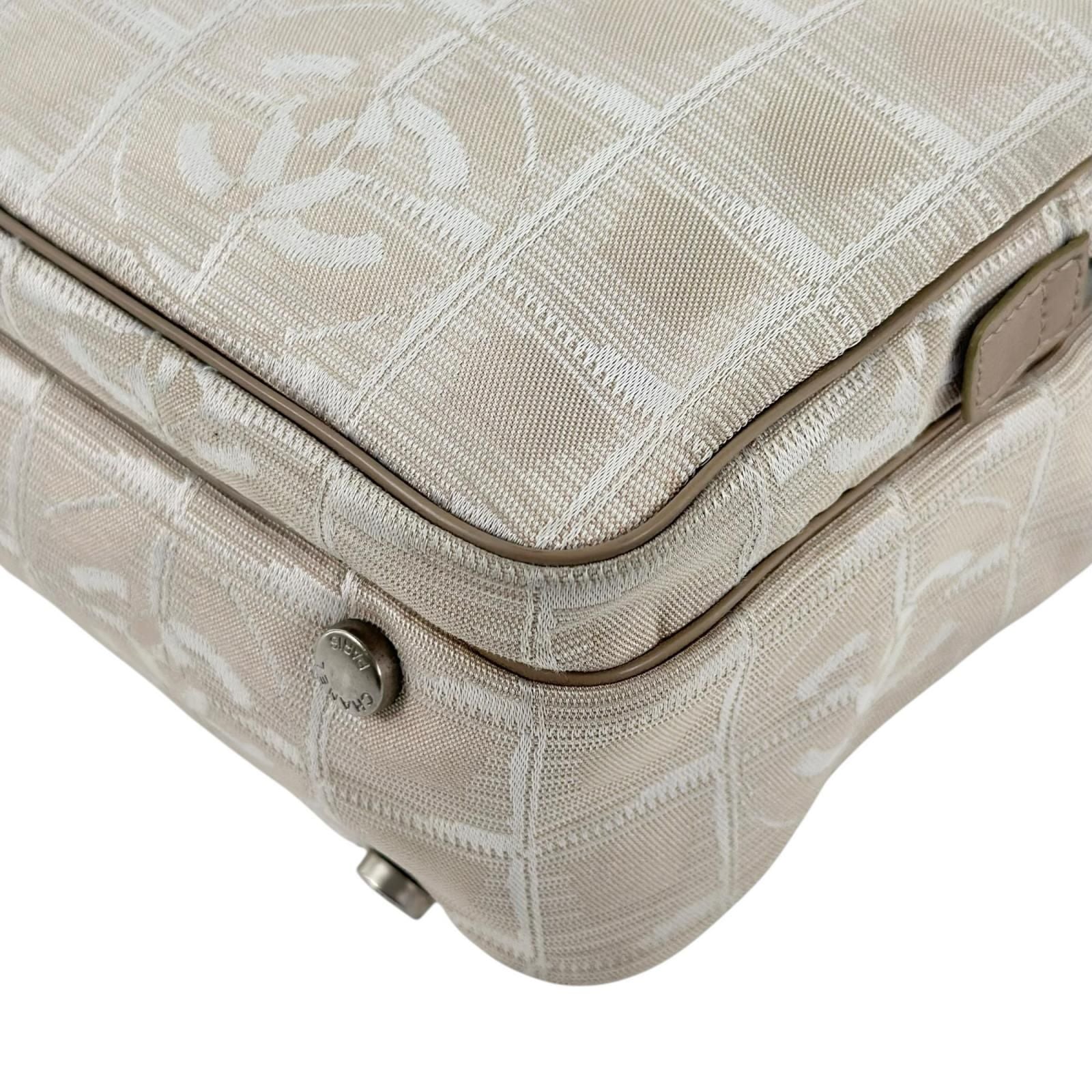 Chanel New Travel Leather Canvas Beige Handbag Silver — view 8