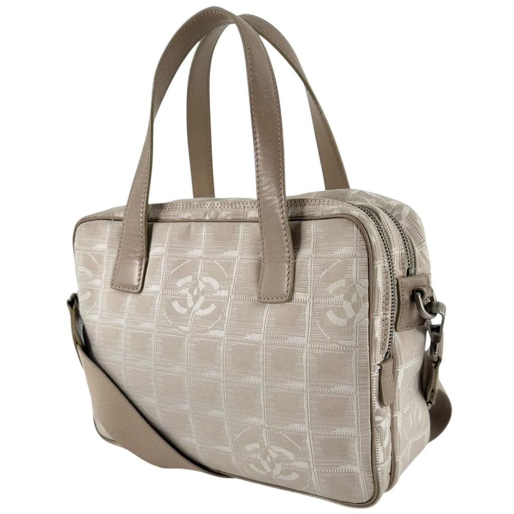 Chanel New Travel Leather Canvas Beige Handbag Silver — view 4