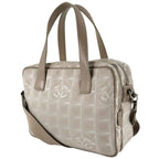 Chanel New Travel Leather Canvas Beige Handbag Silver — view 4