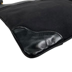 Prada Logo Jacquard Leather Canvas Black Shoulder Bag Gold — view 9