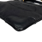Prada Logo Jacquard Leather Canvas Black Shoulder Bag Gold — view 6