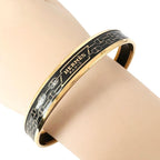 Hermes Enamel Chaine D'ancre Metal Gold Black Bangle Bracelet — view 4
