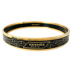Hermes Enamel Chaine D'ancre Metal Gold Black Bangle Bracelet — view 3