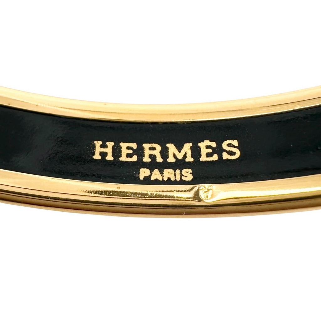 Hermes Enamel Chaine D'ancre Metal Gold Black Bangle Bracelet — view 7