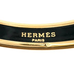 Hermes Enamel Chaine D'ancre Metal Gold Black Bangle Bracelet — view 7
