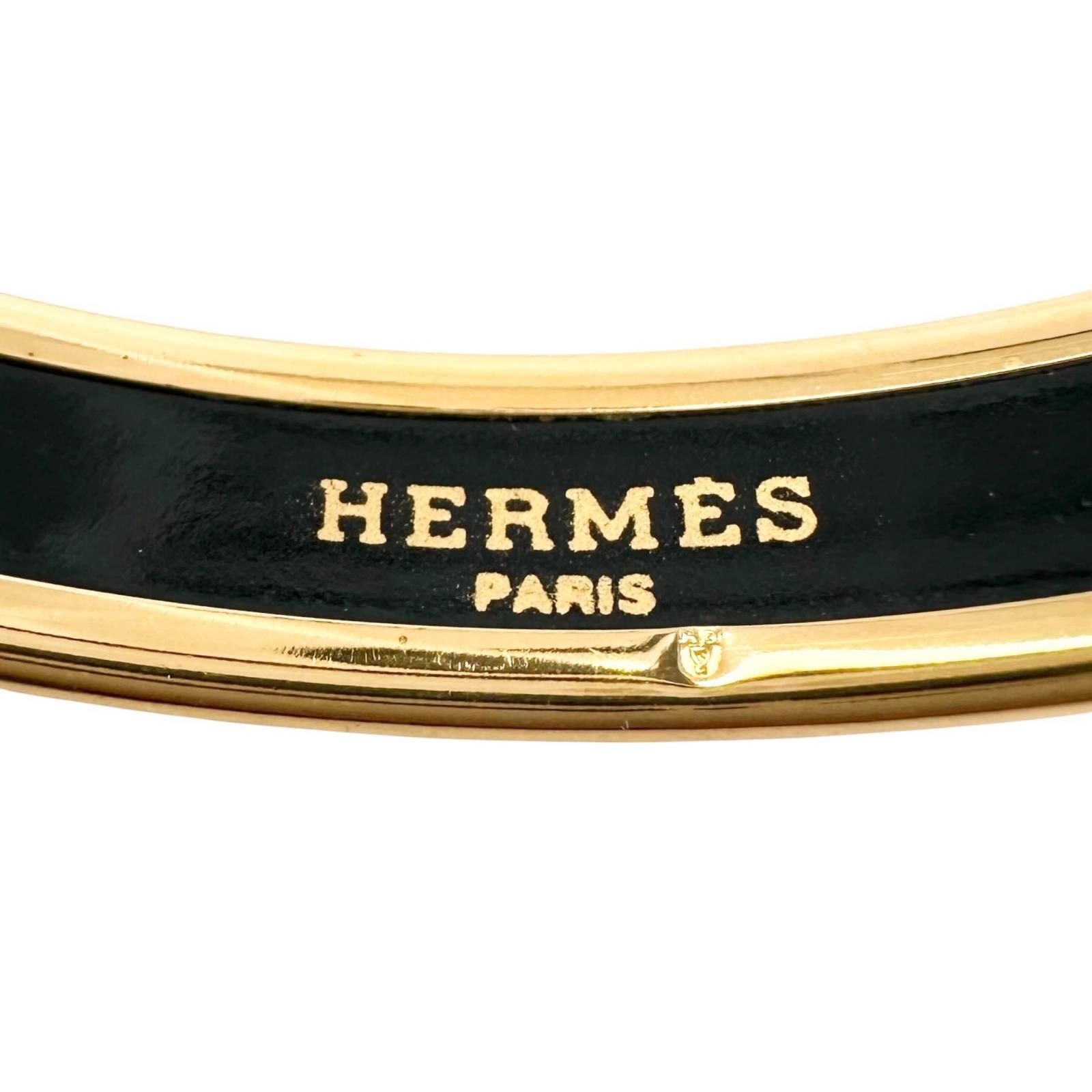 Hermes Enamel Chaine D'ancre Metal Gold Black Bangle Bracelet — view 7