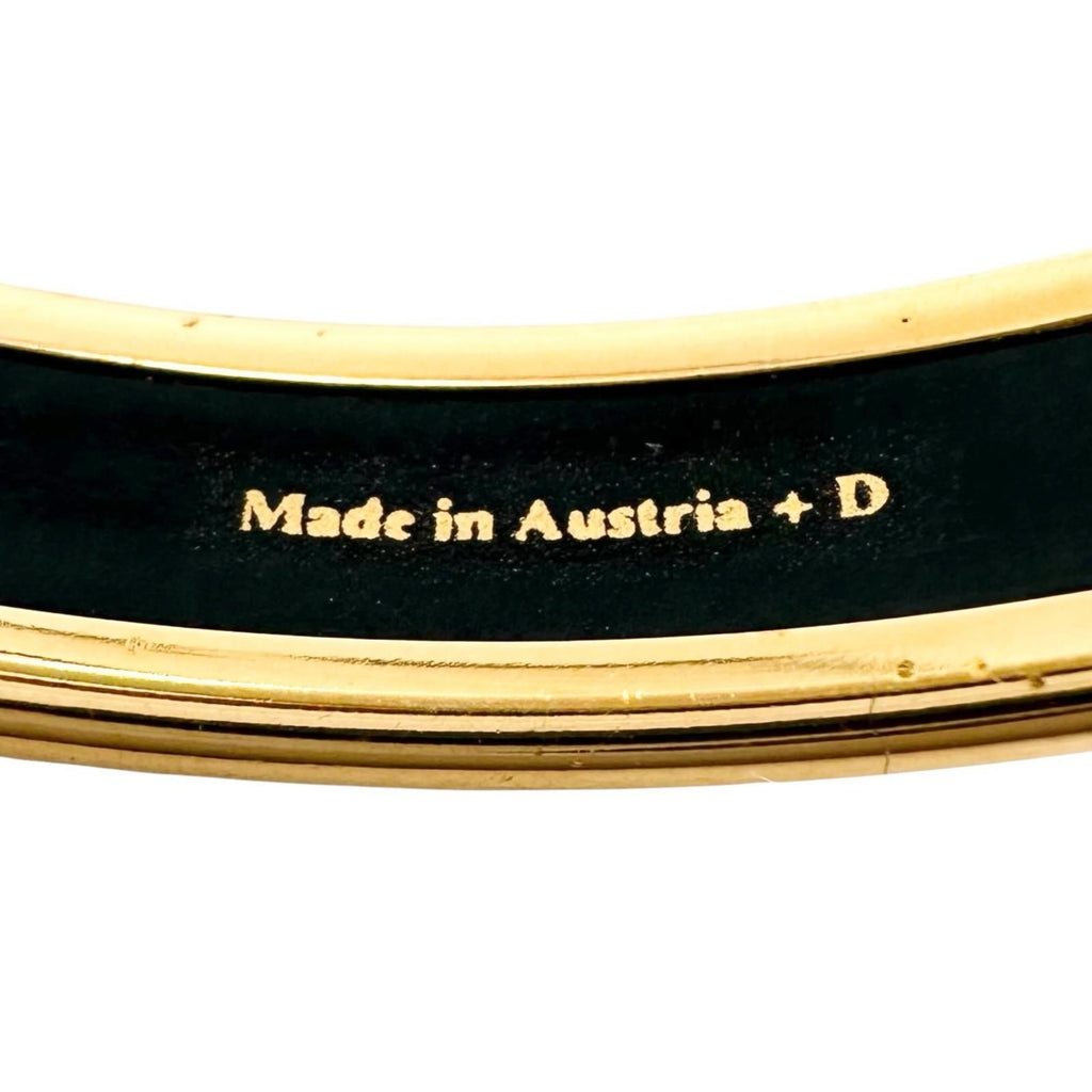 Hermes Enamel Chaine D'ancre Metal Gold Black Bangle Bracelet — view 6