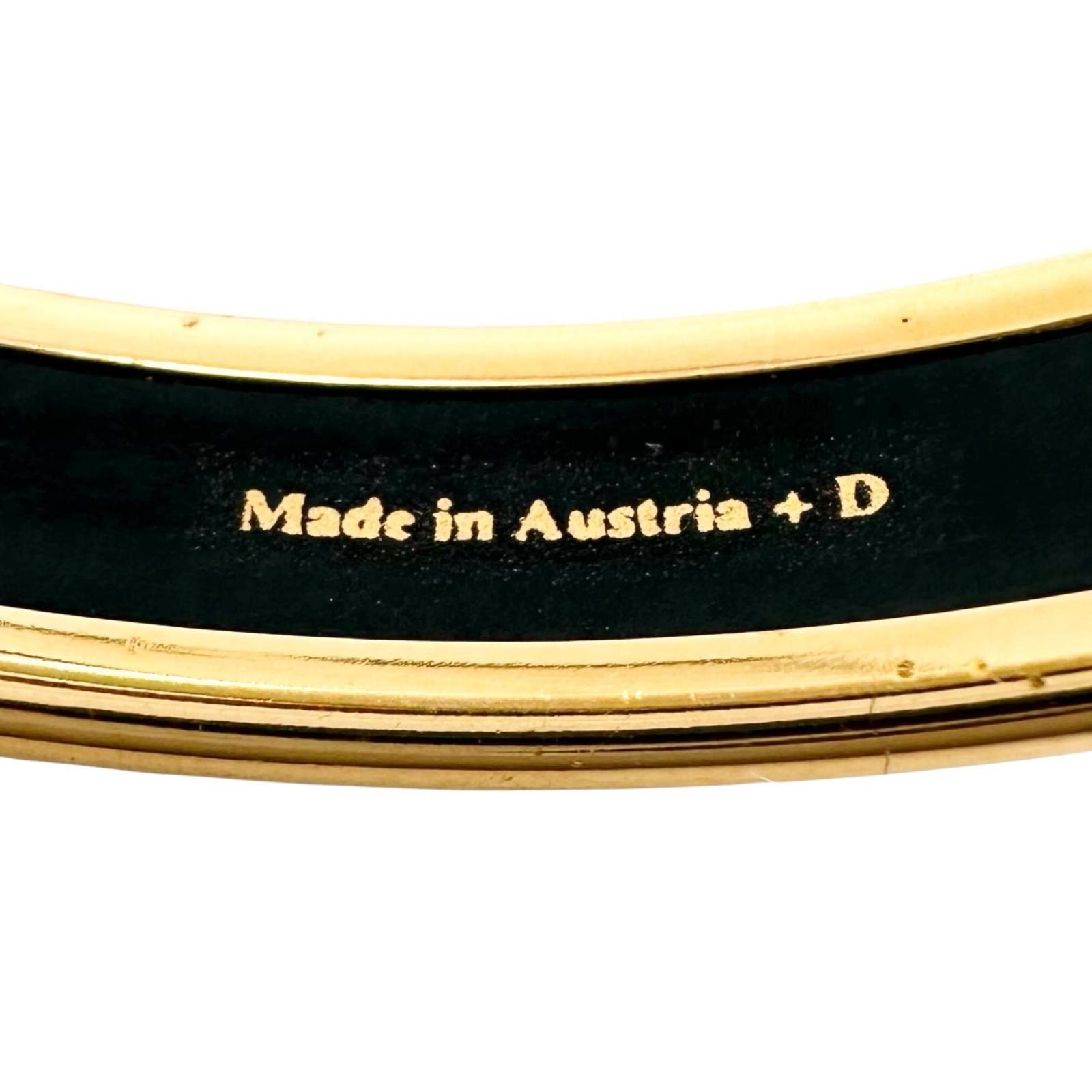 Hermes Enamel Chaine D'ancre Metal Gold Black Bangle Bracelet — view 6