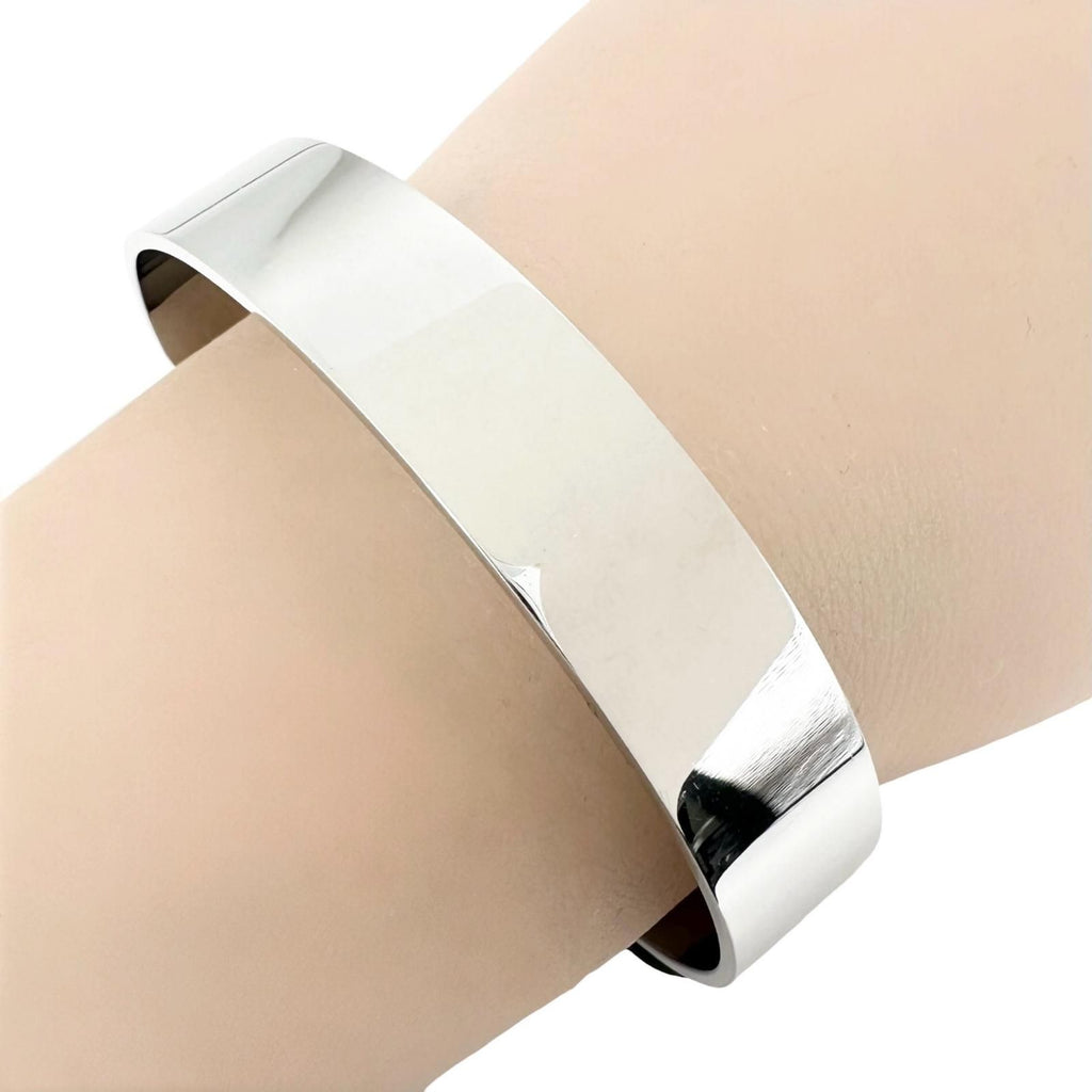 Hermes Touareg Leather Metal Silver Black Bangle Bracelet — view 5