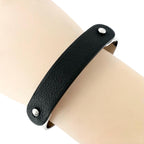 Hermes Touareg Leather Metal Silver Black Bangle Bracelet — view 4
