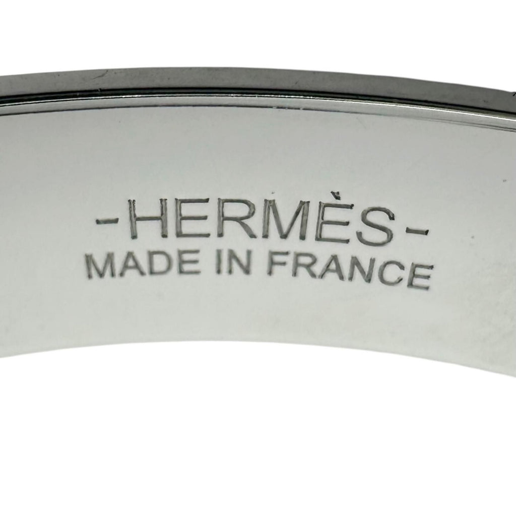Hermes Touareg Leather Metal Silver Black Bangle Bracelet — view 6