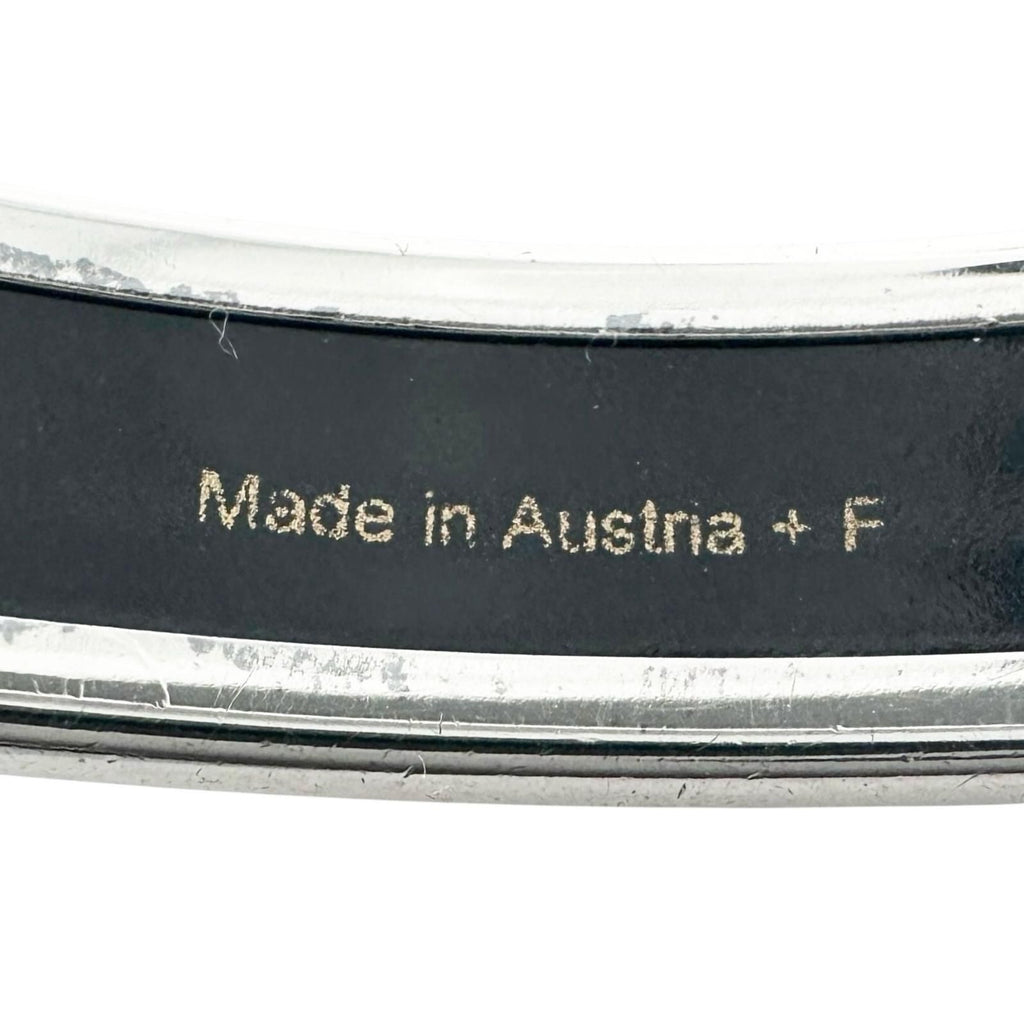 Hermes Enamel Metal Silver Blue Bangle Bracelet — view 8