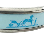 Hermes Enamel Metal Silver Blue Bangle Bracelet — view 6