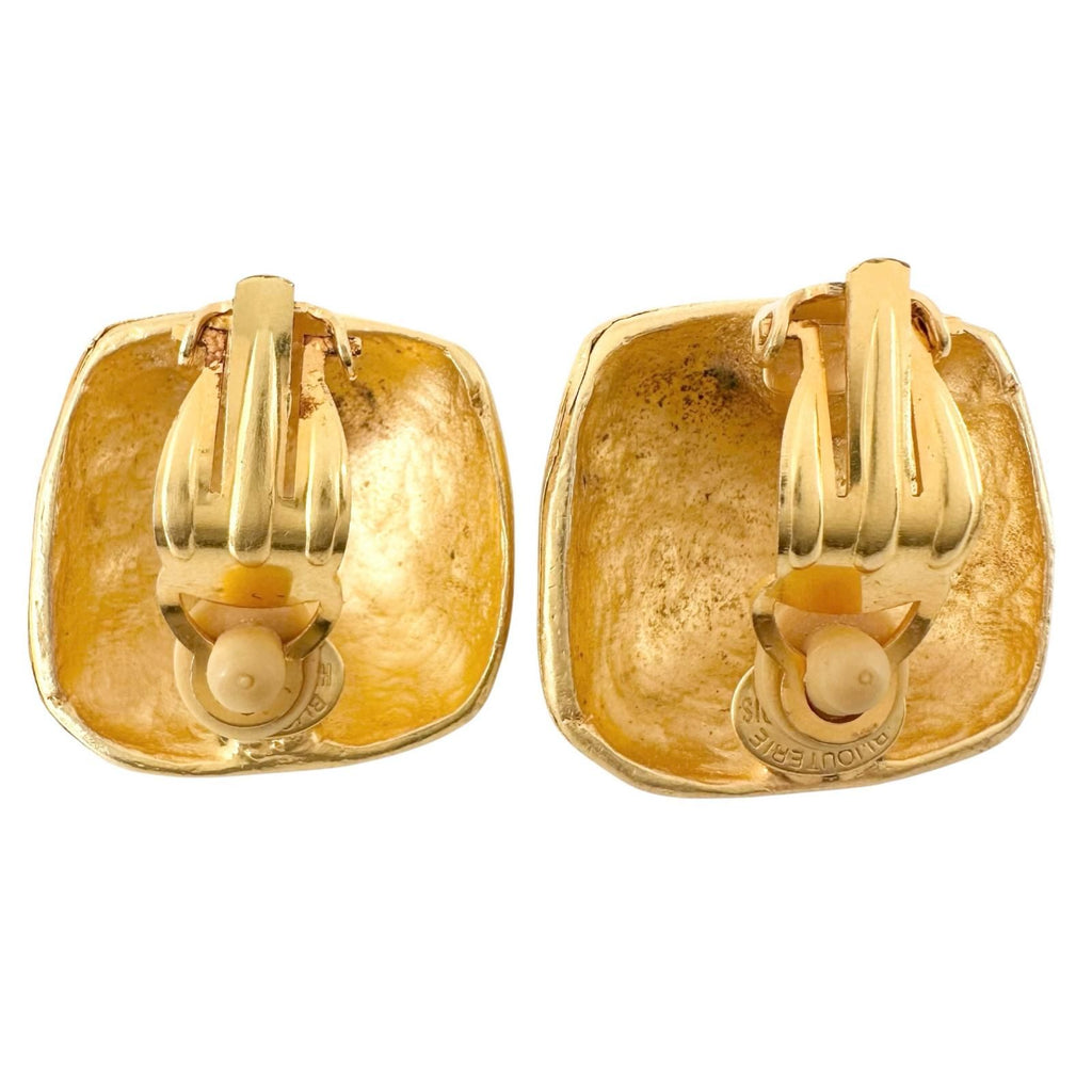 Hermes Vintage Metal Gold Earrings — view 3