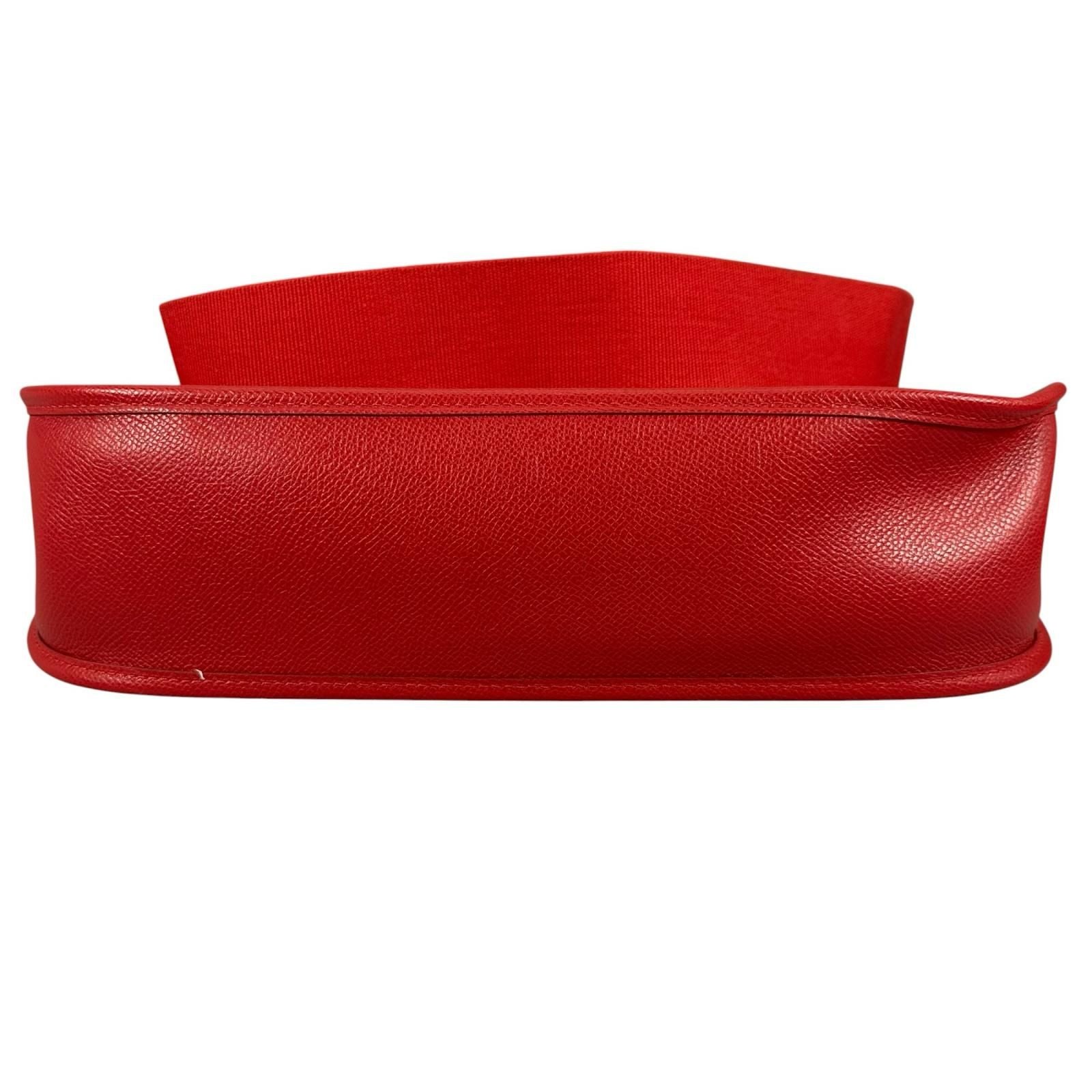 Hermes Evelyne GM Courchevel Leather Red Shoulder Bag Gold — view 3