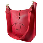 Hermes Evelyne GM Courchevel Leather Red Shoulder Bag Gold — view 4