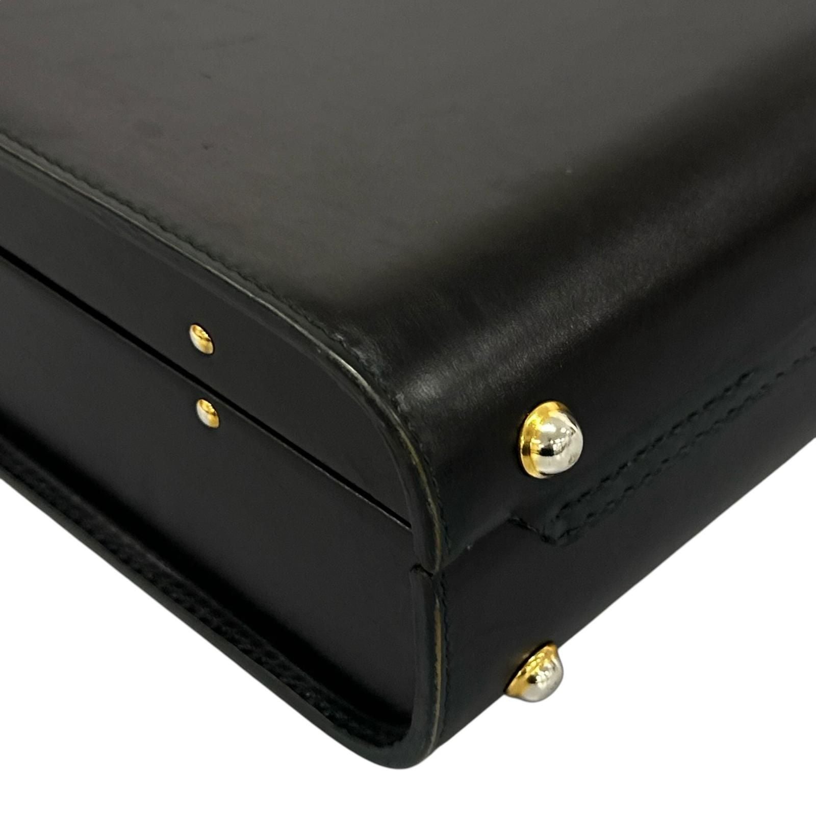 Gucci Vintage Trunk Case Leather Black Business Bag Gold — view 6