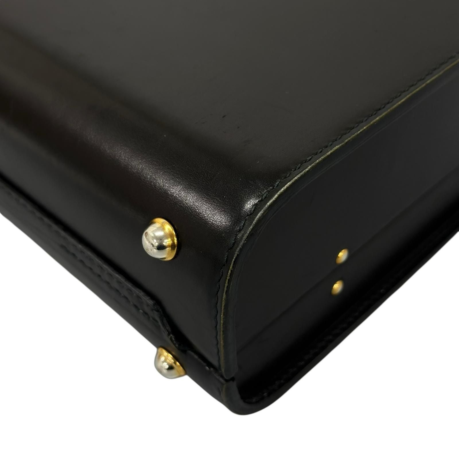 Gucci Vintage Trunk Case Leather Black Business Bag Gold — view 9