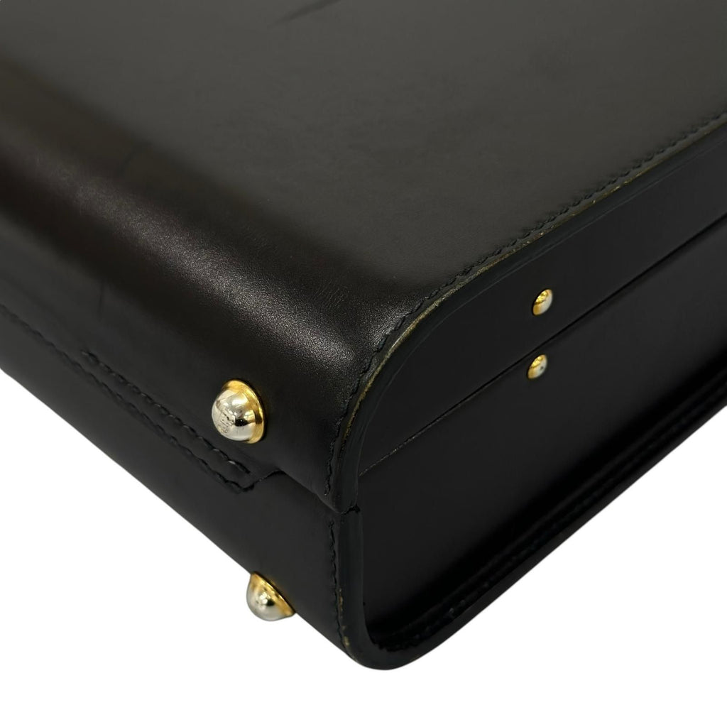 Gucci Vintage Trunk Case Leather Black Business Bag Gold — view 7