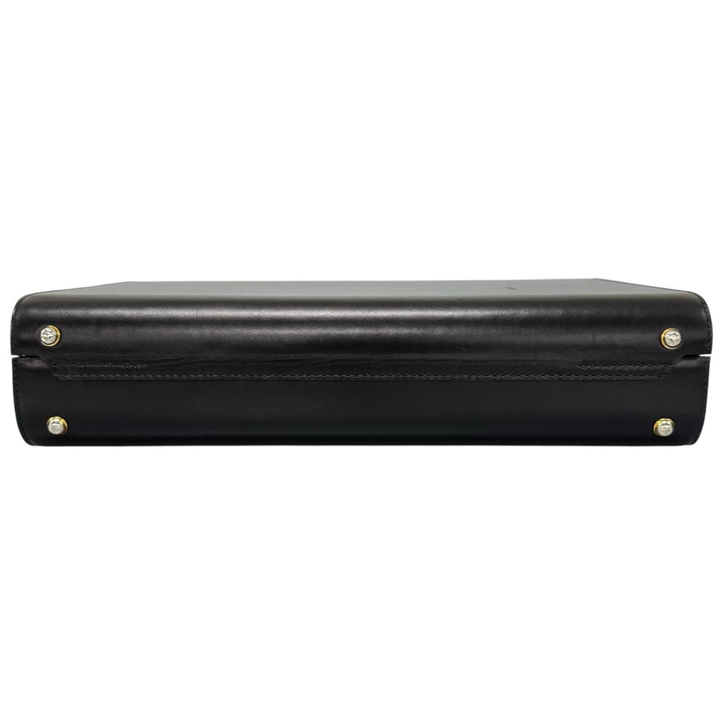 Gucci Vintage Trunk Case Leather Black Business Bag Gold — view 3
