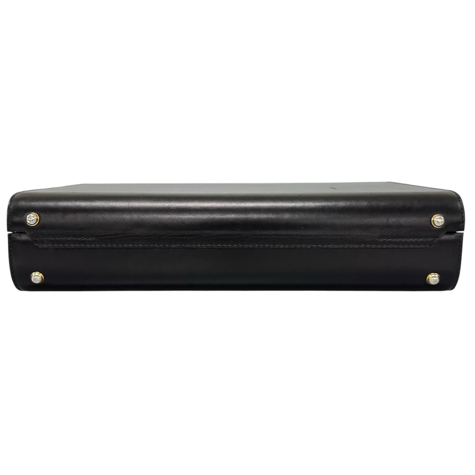 Gucci Vintage Trunk Case Leather Black Business Bag Gold — view 3