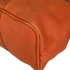 Hermes Valparaiso MM Toileche Blanc Leather Canvas Orange Handbag Silver — view 9