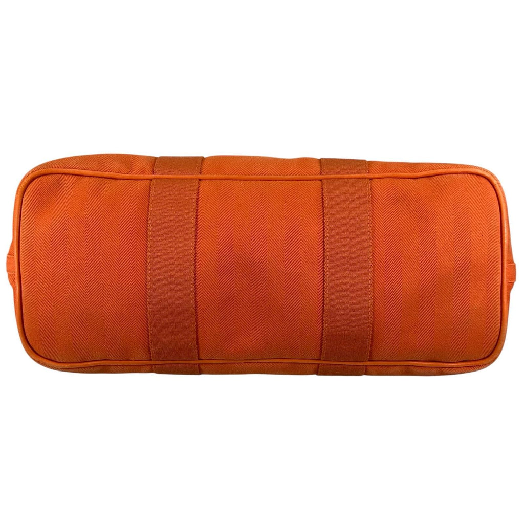 Hermes Valparaiso MM Toileche Blanc Leather Canvas Orange Handbag Silver — view 3