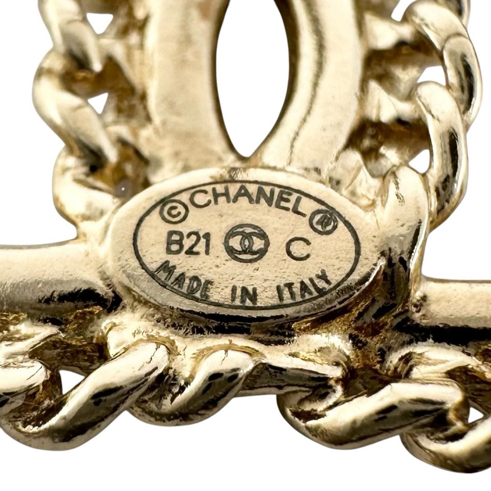 Chanel For CC Logo Single Rhinestone Gold Silver Earrings — view 6