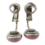 Chanel CC Logo Metal Silver Pink Earrings — view 5