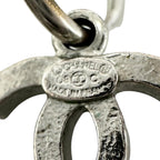 Chanel CC Logo Camellia Metal Silver Black Earrings — view 7