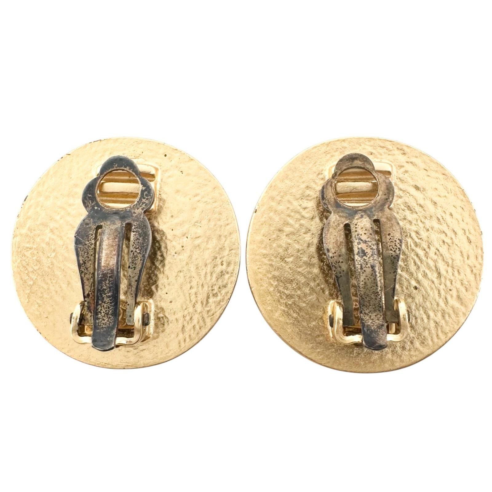 Chanel CC Logo Gold Plated Red Earrings — view 3