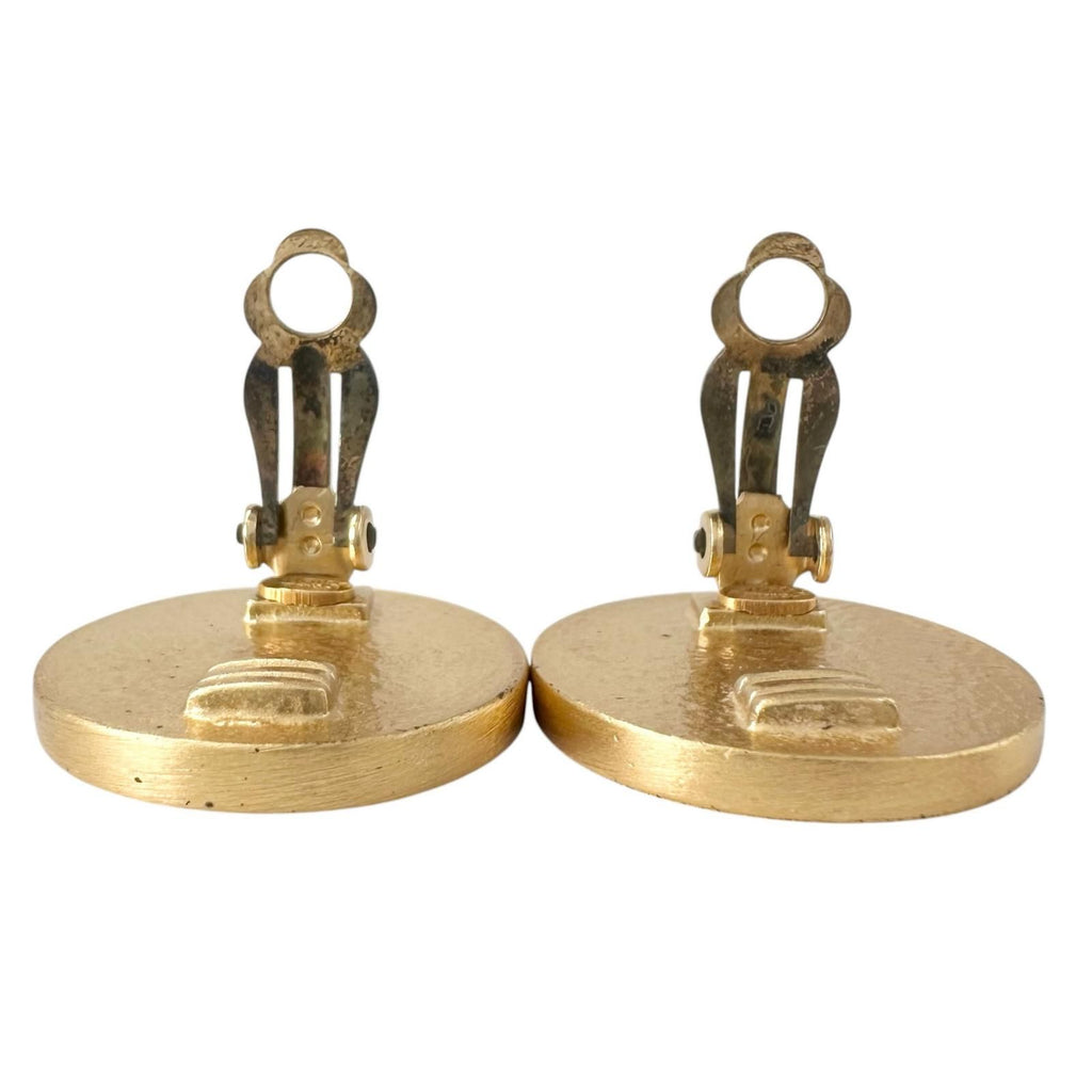 Chanel CC Logo Gold Plated Red Earrings — view 5