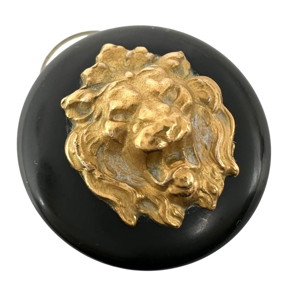 Chanel Lionhead Gold Plated Black Earrings — view 6
