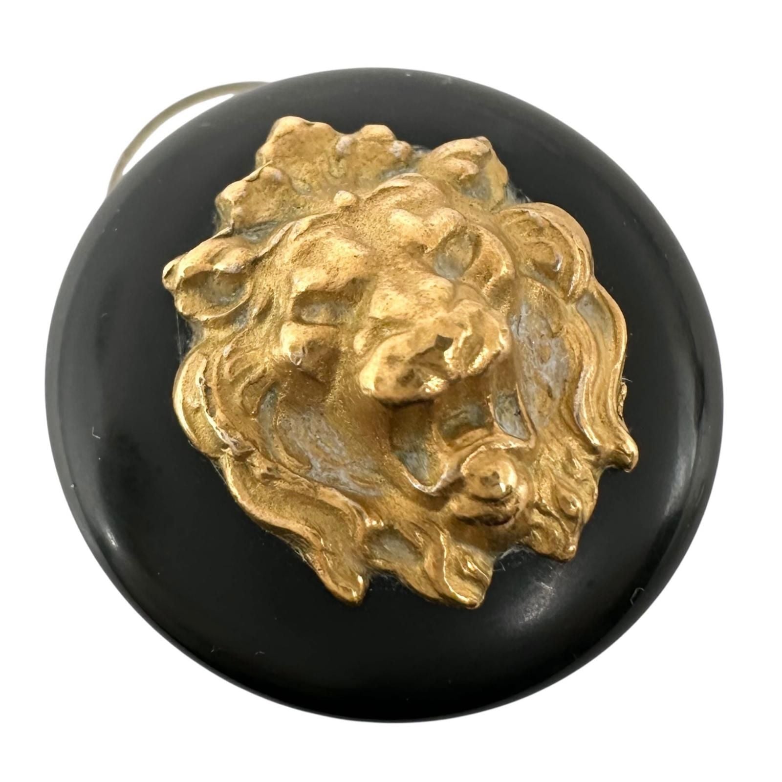 Chanel Lionhead Gold Plated Black Earrings — view 6