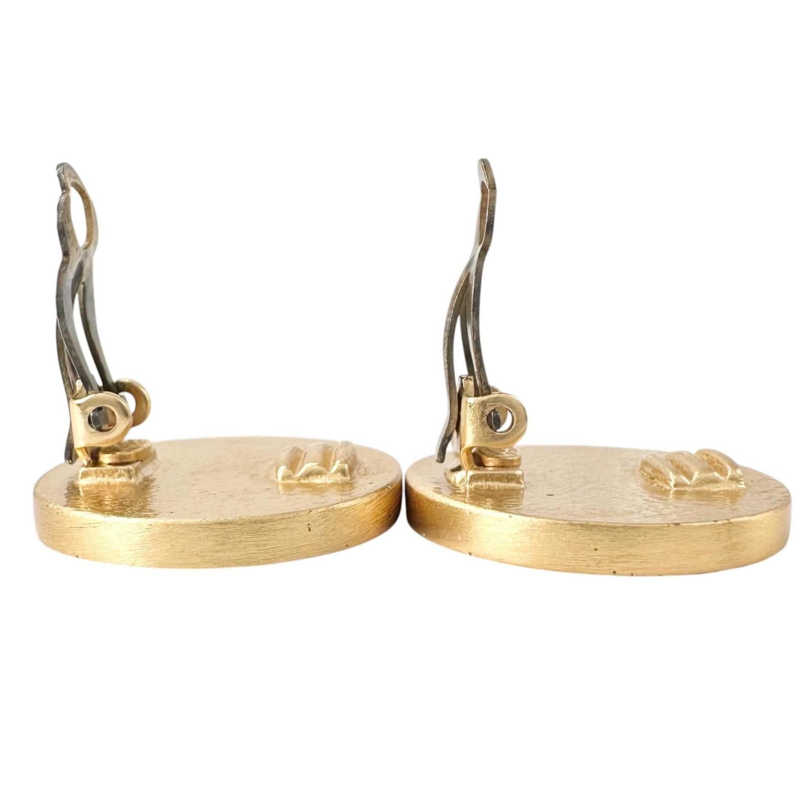 Chanel CC Logo Gold Plated Red Earrings — view 4