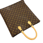 Louis Vuitton Sac Plat Monogram Handbag Leather Brown Tote Gold — view 5