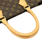 Louis Vuitton Sac Plat Monogram Handbag Leather Brown Tote Gold — view 6